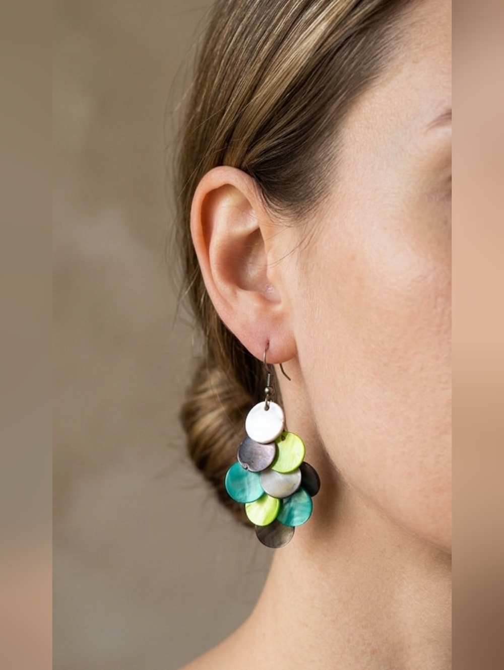 Sonoma NWT Silver-Tone Multicolored Layered Disc Drop Dangle Earrings